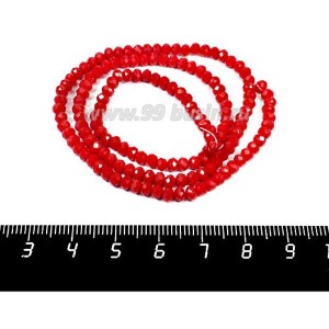 Бусины хрустальные на нити форма Рондель 3,5*2,5 мм цвет непрозрачный красный, около 40 см нить/145 бусин Бусины хрустальные на нити форма Рондель 3,5*2,5 мм цвет непрозрачный красный, около 40 см нить/145 бусин