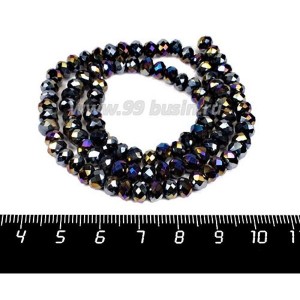 Бусина хрустальная на нити 6*4 мм, цвет графит/бензин около 100 штук/нить