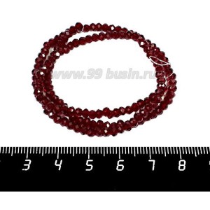 Бусины хрустальные на нити форма Рондель 3,5*2,5 мм цвет винный, 39 см нить/около 145 бусин Бусины хрустальные на нити форма Рондель 3,5*2,5 мм цвет винный, 39 см нить/около 145 бусин