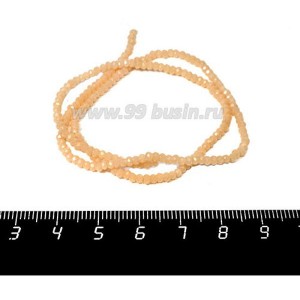 Бусины хрустальные на нити форма Рондель 2,5*1,8 мм крем-карамель полупрозрачный, около 32 см нить/170 бусин