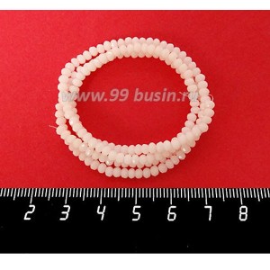 Бусины хрустальные на нити форма Рондель 3*2 мм цвет нежно-персиковый пломбир 40 см нить /180 бусин