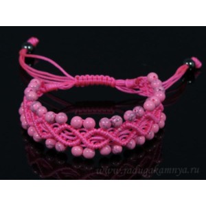 Браслет плетеный  каулит тонированный шарик 5мм