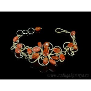 Браслет сердолик в посеребрении, 18см