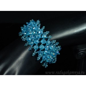 Браслет плетеный из бисера с цирконом цвет голубой, 18см. Браслет плетеный из бисера с цирконом цвет голубой, 18см.