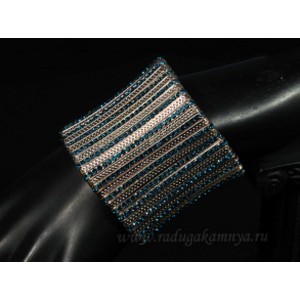 Браслет ювелирный сплав с цирконом цвет голубой