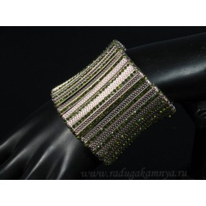Браслет ювелирный сплав с цирконом цвет лаймовый.