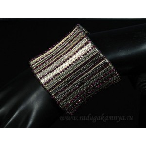 Браслет ювелирный сплав с цирконом цвет малиновый