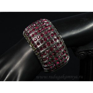 Браслет ювелирный сплав с цирконом цвет малиновый