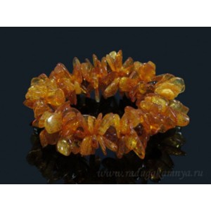 Браслет янтарный облепиха коньячный, коньячный