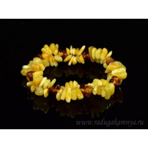 Браслет янтарный облепиха мелкая молочный, коньячный