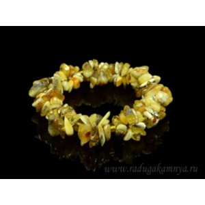 Браслет янтарный облепиха молочно-зеленый