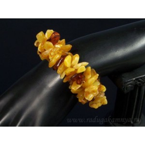 Браслет янтарный облепиха молочный, коньячный