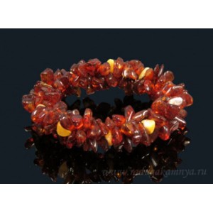Браслет янтарный облепиха коньячный, медово-молочный