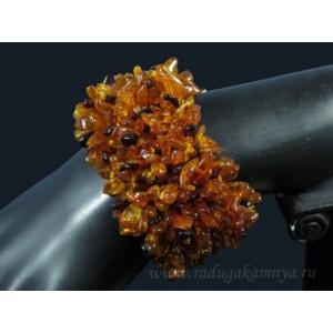 Браслет янтарный плетение коньячный, кофейный