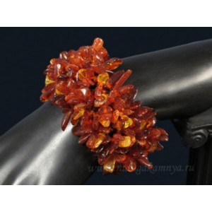 Браслет янтарный плетение коньячный, медовый