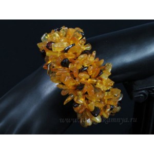 Браслет янтарный плетение медовый, кофейный