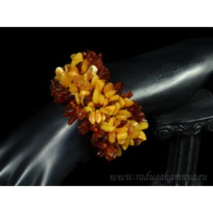 Браслет янтарный плетение молочно-медовый, коньячный