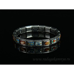 Браслет на металлической основе с иконками, 17см.