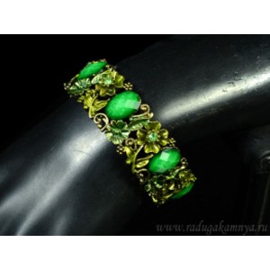 Браслет с муранским стеклом цвет зеленый