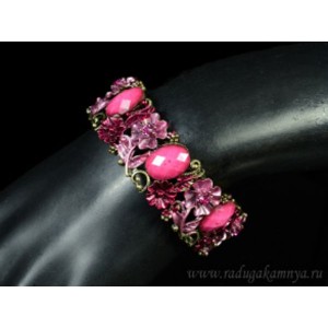 Браслет с муранским стеклом цвет розовый