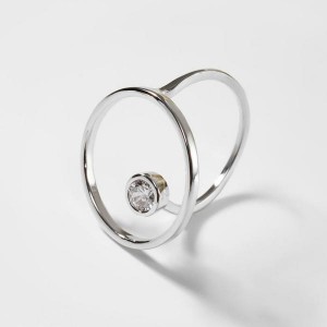 Кольцо "Тренд" круг, цвет белый, цвет серебристый, безразмерное