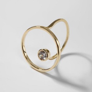 Кольцо "Тренд" круг, цвет белый, цвет золотистый, безразмерное