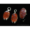 Кольцо и серьги агат красная лагуна овал