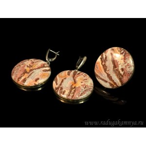 Кольцо и серьги агат крейзи