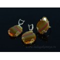 Кольцо и серьги из агата тонированного
