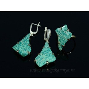 Кольцо и серьги из амазонита