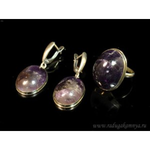 Кольцо и серьги аметист овал