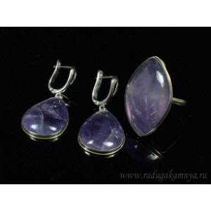 Кольцо и серьги аметист