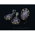 Кольцо и серьги из аметиста Кольцо и серьги из аметиста