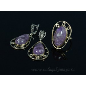 Кольцо и серьги из аметиста
