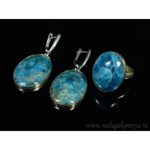Кольцо и серьги апатит овал