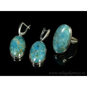 Кольцо и серьги апатит овал
