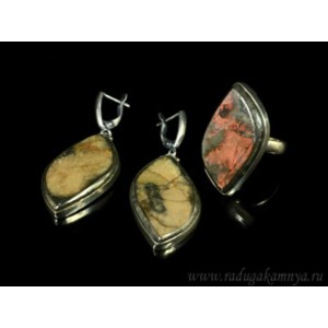 Кольцо и серьги аммонит грация