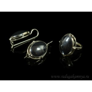 Кольцо и серьги гематит овал