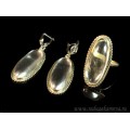 Кольцо и серьги горный хрусталь овал Кольцо и серьги горный хрусталь овал