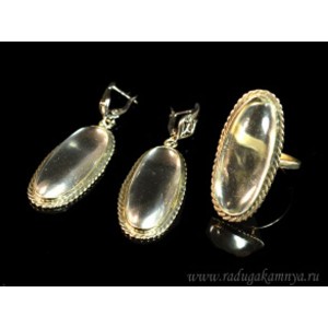 Кольцо и серьги горный хрусталь овал Кольцо и серьги горный хрусталь овал