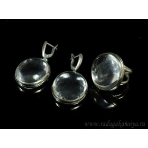 Кольцо и серьги горный хрусталь овал