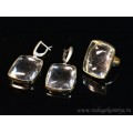 Кольцо и серьги горный хрусталь прямоугольник Кольцо и серьги горный хрусталь прямоугольник