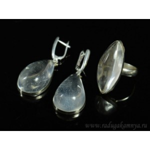 Кольцо и серьги горный хрусталь