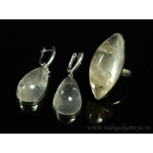 Кольцо и серьги горный хрусталь Кольцо и серьги горный хрусталь