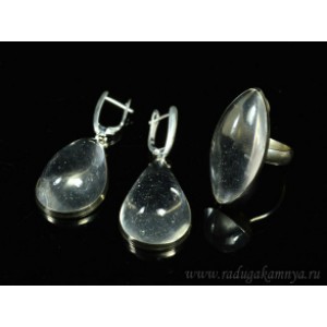 Кольцо и серьги горный хрусталь