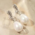 Серьги с жемчугом "Грейс" пухлая капля, цвет белый, цвет серебристый