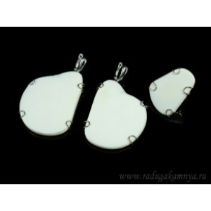 Кольцо и серьги кахолонг (Казахстан)