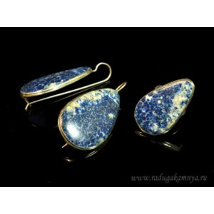Кольцо и серьги лазурит капля