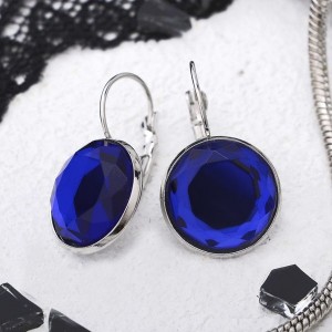 Серьги "Яркая классика" в обрамлении, цвет тёмно-синий, цвет серебристый, d=1,6 см