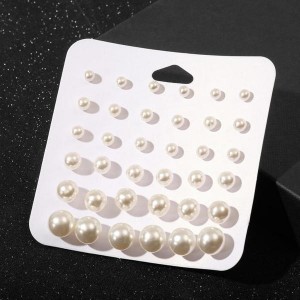 Пусеты  пар "Рэйчел" бусина 5-12, цвет белый